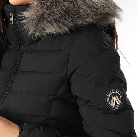 Superdry - Edredón con capucha de piel y cremallera para mujer Fuji W5012000A Negro