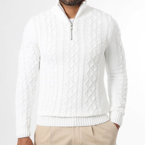 LBO - Jersey Cuello Medio Zipper Puntos Torcidos 0656 Blanco