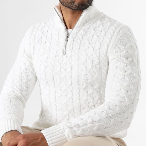 LBO - Jersey Cuello Medio Zipper Puntos Torcidos 0656 Blanco