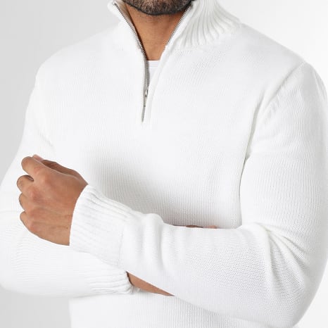 LBO - Jersey Cuello Medio Cremallera Punto Medio 0688 Blanco