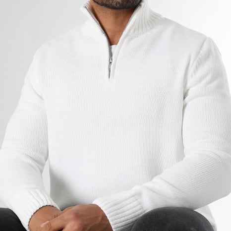 LBO - Jersey Cuello Medio Cremallera Punto Medio 0688 Blanco