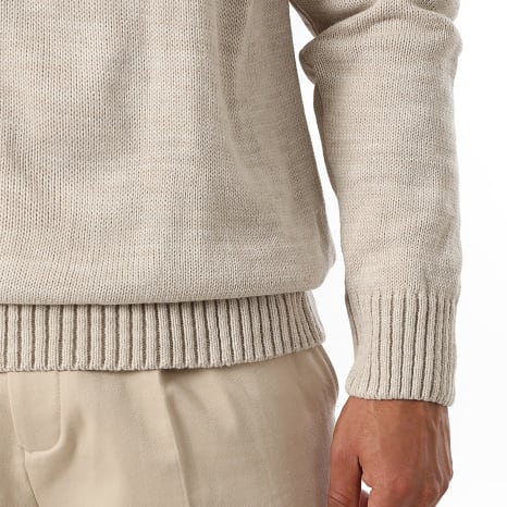 Classic Series - Sudadera con cuello semi zip de puntos medianos 0678 Beige