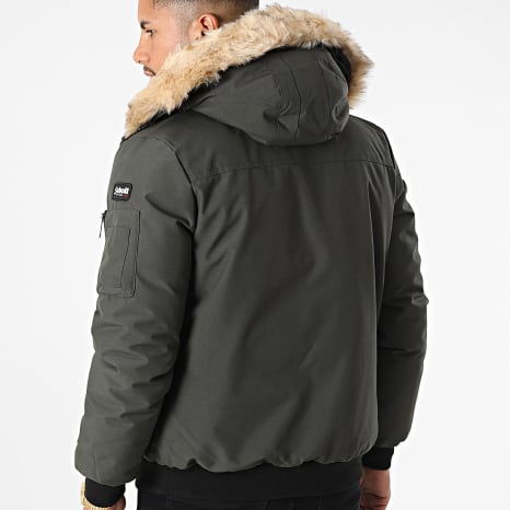 Schott NYC - Keyburn Parka con capucha de piel verde caqui