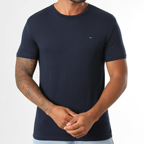 Tommy Jeans - Lot De 3 Tee Shirts Slim 1579 Blanc Noir Bleu Marine
