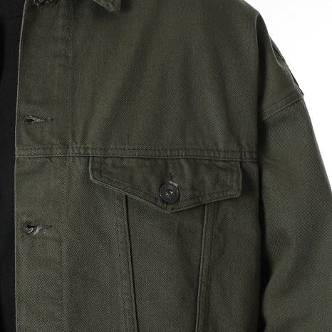 Classic Series - Conjunto de chaqueta vaquera holgada y vaqueros grandes 3971 verde caqui