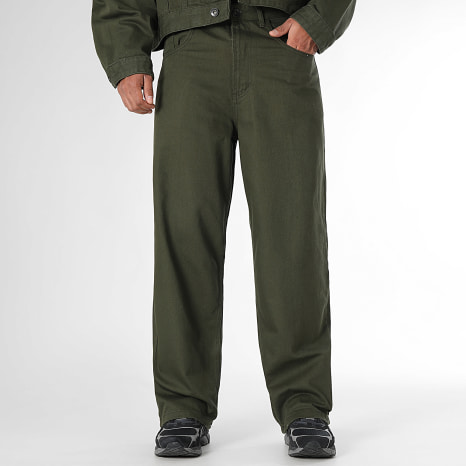 Classic Series - Conjunto de chaqueta vaquera holgada y vaqueros grandes 3971 verde caqui