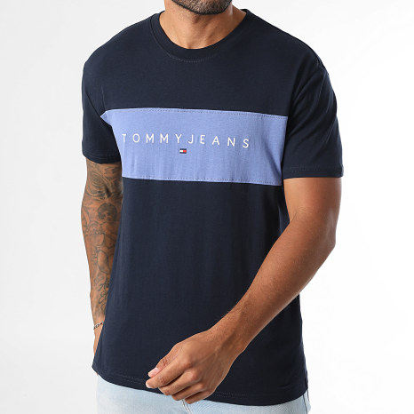 Tommy Jeans - Tee Shirt Color Block Linear Logo 1933 Bleu Marine