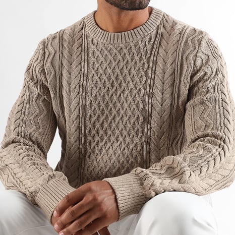 Tommy Jeans - Badge Cable Sweater 2101 Beige