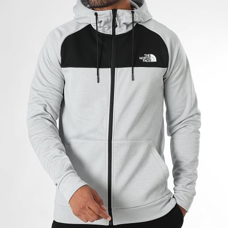 The North Face - Veste Zippée Capuche Reaxion Fleece A8CNP Gris Clair Noir