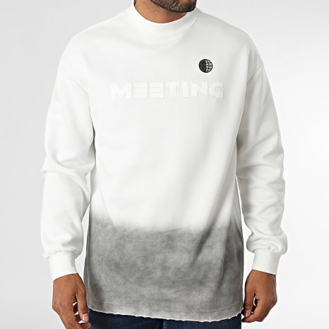 Uniplay - 565 Blanco Gris Sudadera oversize con cuello redondo