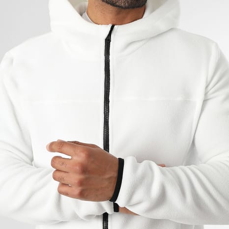 Classic Series - Chaqueta polar con capucha y cremallera 0004 Blanco