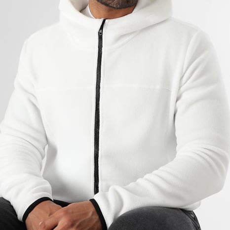 Classic Series - Chaqueta polar con capucha y cremallera 0004 Blanco