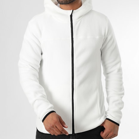 Classic Series - Chaqueta polar con capucha y cremallera 0004 Blanco