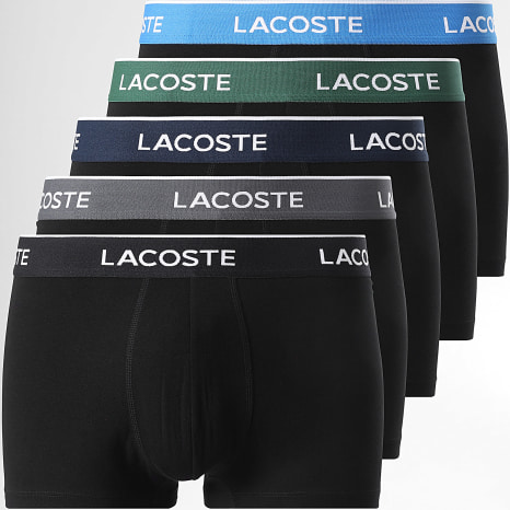 Lacoste - Lot De 5 Boxers Classic Noir Gris Bleu Marine Bleu Clair Vert