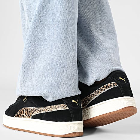 Puma - Mujer Suede XL Leo 404862 Puma Negro Caliente Zapatillas Blanco Leopardo