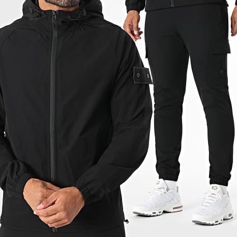 Fins de Séries - Ensemble Veste Capuche Zippée Et Pantalon Cargo 158 Noir