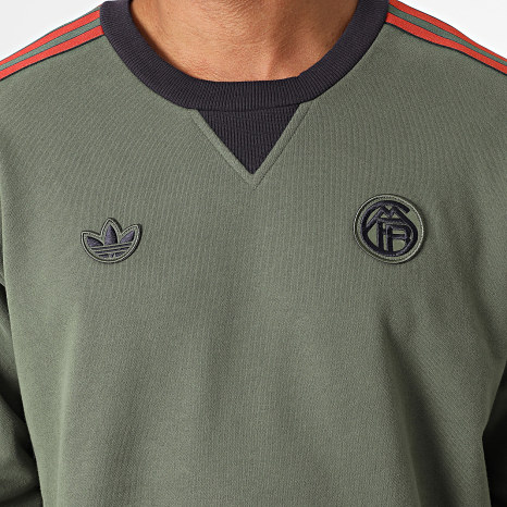 Adidas Sportswear - Sweat Crewneck A Bandes Bayern Munich Icon JM9428 Vert Kaki