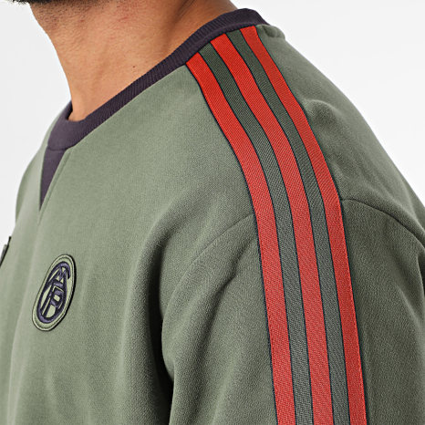 Adidas Sportswear - Sweat Crewneck A Bandes Bayern Munich Icon JM9428 Vert Kaki