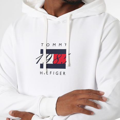 Tommy Hilfiger - Sweat Capuche Linear Flag Graphic 1332 Blanc