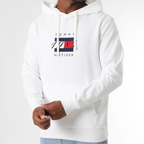 Tommy Hilfiger - Sweat Capuche Linear Flag Graphic 1332 Blanc