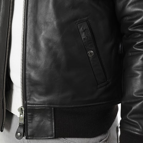 Schott NYC - Chaqueta Cuero Verdadero Cuello Oveja LC1380 Marrón Oscuro