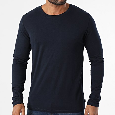 Jack And Jones - Tee Shirt Manches Longues Organic Basic Bleu Marine