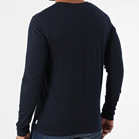 Jack And Jones - Tee Shirt Manches Longues Organic Basic Bleu Marine