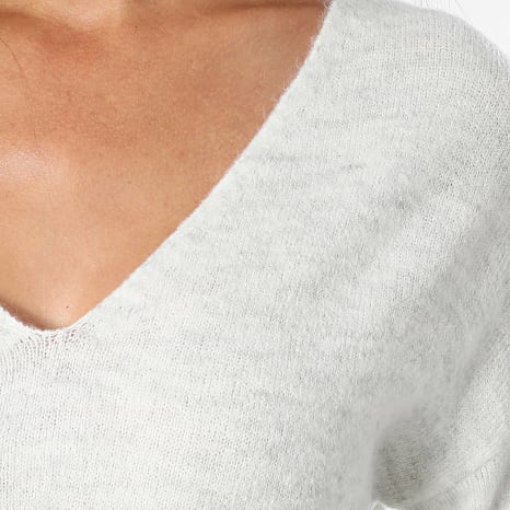 Only - Pull Col V Femme Elanora Beige Chiné