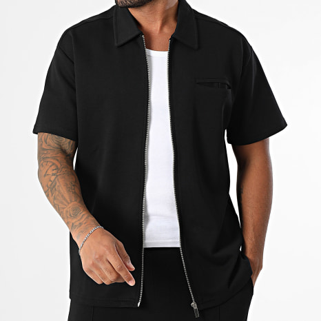Ikao - Ensemble Chemise Manches Courtes Zippée Et Pantalon Jogging 596 Noir