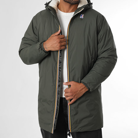 K-Way - Parka Lunga Le Vrai 4.0 Eiffel East Orsetto Verde Kaki