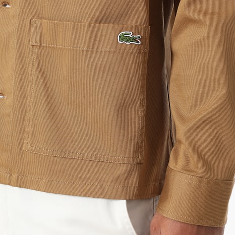 Lacoste - Chaqueta Abotonada Logo Bordado Cocodrilo Camel