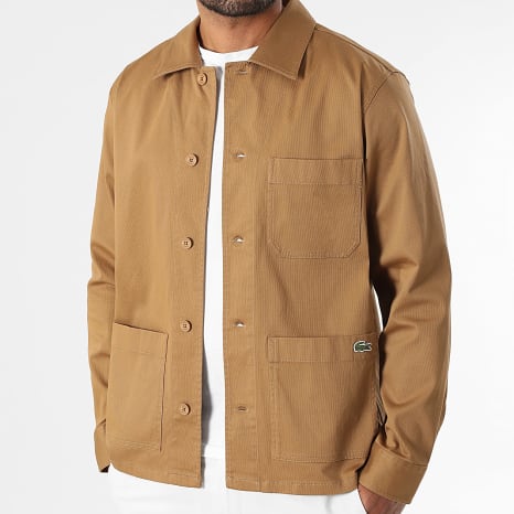Lacoste - Chaqueta Abotonada Logo Bordado Cocodrilo Camel