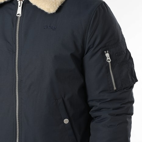 Schott NYC - Chaqueta bomber Airkraft 2 azul marino con cuello de piel