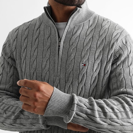 Tommy Hilfiger - Pull Classic Cable Zip 6532 Gris Chiné