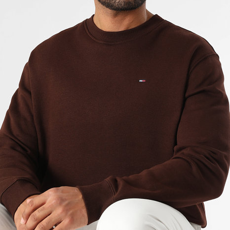 Tommy Jeans - Sweat Crewneck Flag 0741 Marron Foncé