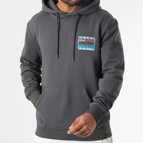 Tommy Jeans - Sweat Capuche Flag Play 2077 Gris Anthracite