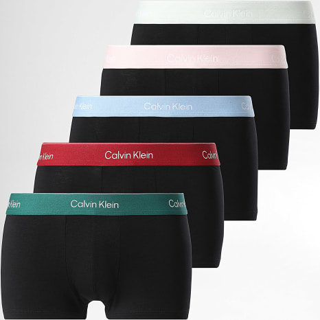 Calvin Klein - Pack De 5 Boxers Bajos LV00NB4390 Negro Burdeos Azul Claro Verde Rosa