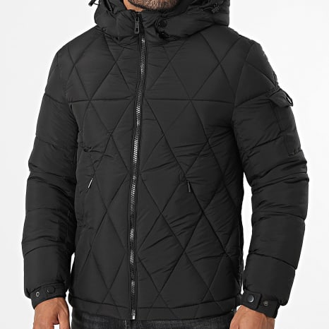 Kymaxx - Plumífero Capucha Zippée Sólido Negro