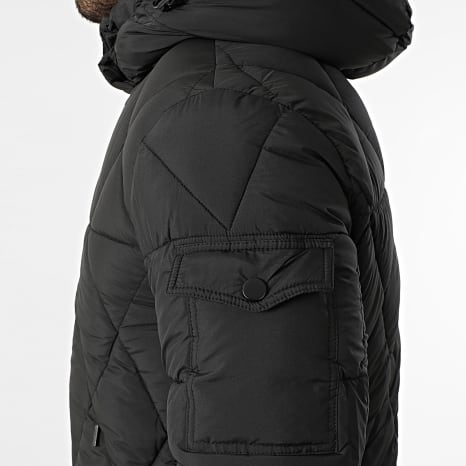 Kymaxx - Plumífero Capucha Zippée Sólido Negro