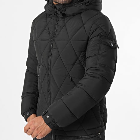 Kymaxx - Plumífero Capucha Zippée Sólido Negro
