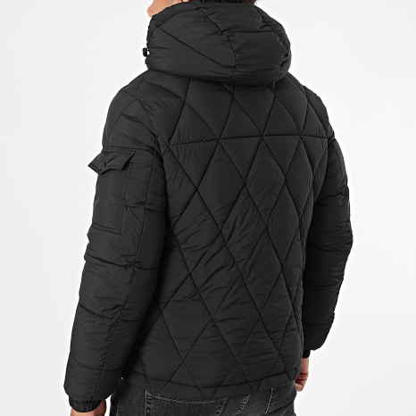 Kymaxx - Plumífero Capucha Zippée Sólido Negro