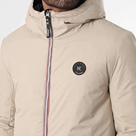 Kymaxx - Parka Reversible Capucha Zippé Beige Azul Marino