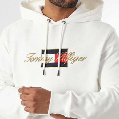 Tommy Hilfiger - Sweat Capuche Icon Gold 1502 Blanc Tommy Hilfiger - Sweat Capuche Icon Gold 1502 Blanc
