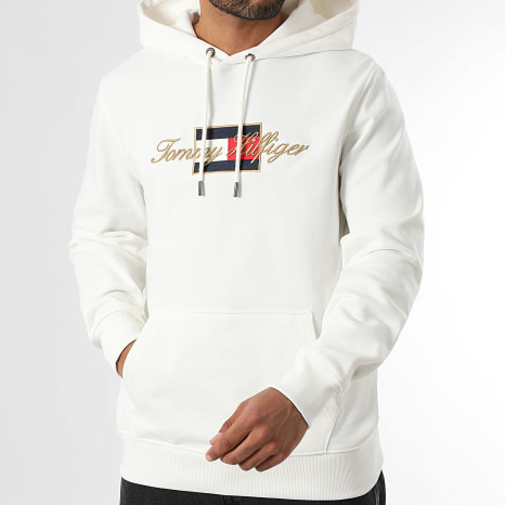 Tommy Hilfiger - Sweat Capuche Icon Gold 1502 Blanc Tommy Hilfiger - Sweat Capuche Icon Gold 1502 Blanc