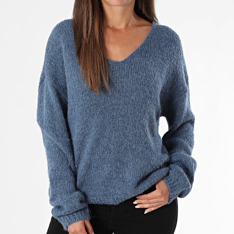 Teddy Smith - Pull Col V Femme Molly 31516590D Bleu