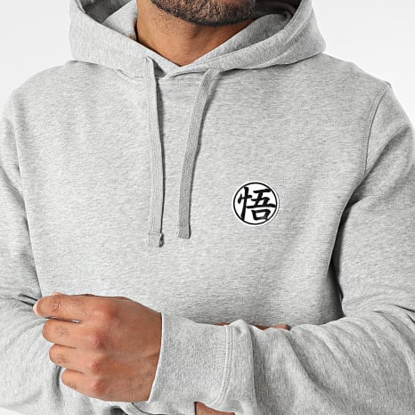 Dragon Ball Z - Felpa con cappuccio con stemma di Goku, grigio scuro