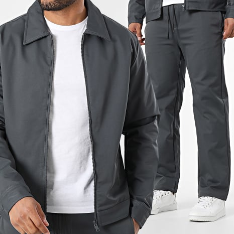 Classic Series - 071 Houtskoolgrijze jas met rits en pantalonset