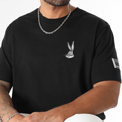 Looney Tunes - Camiseta Oversize Parche Grande Bordado Bugs Bunny Frente Negro