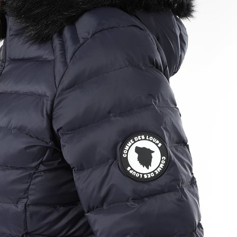 Comme Des Loups - Chaqueta de pluma cálida con capucha Victoria Azul Marino Negro Mujer