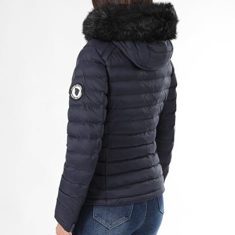 Comme Des Loups - Chaqueta de pluma cálida con capucha Victoria Azul Marino Negro Mujer